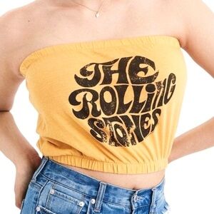 The Rolling Stones Mustard Yellow Strapless Tube Top